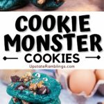 Pinteret collage for cookie monster cookies.