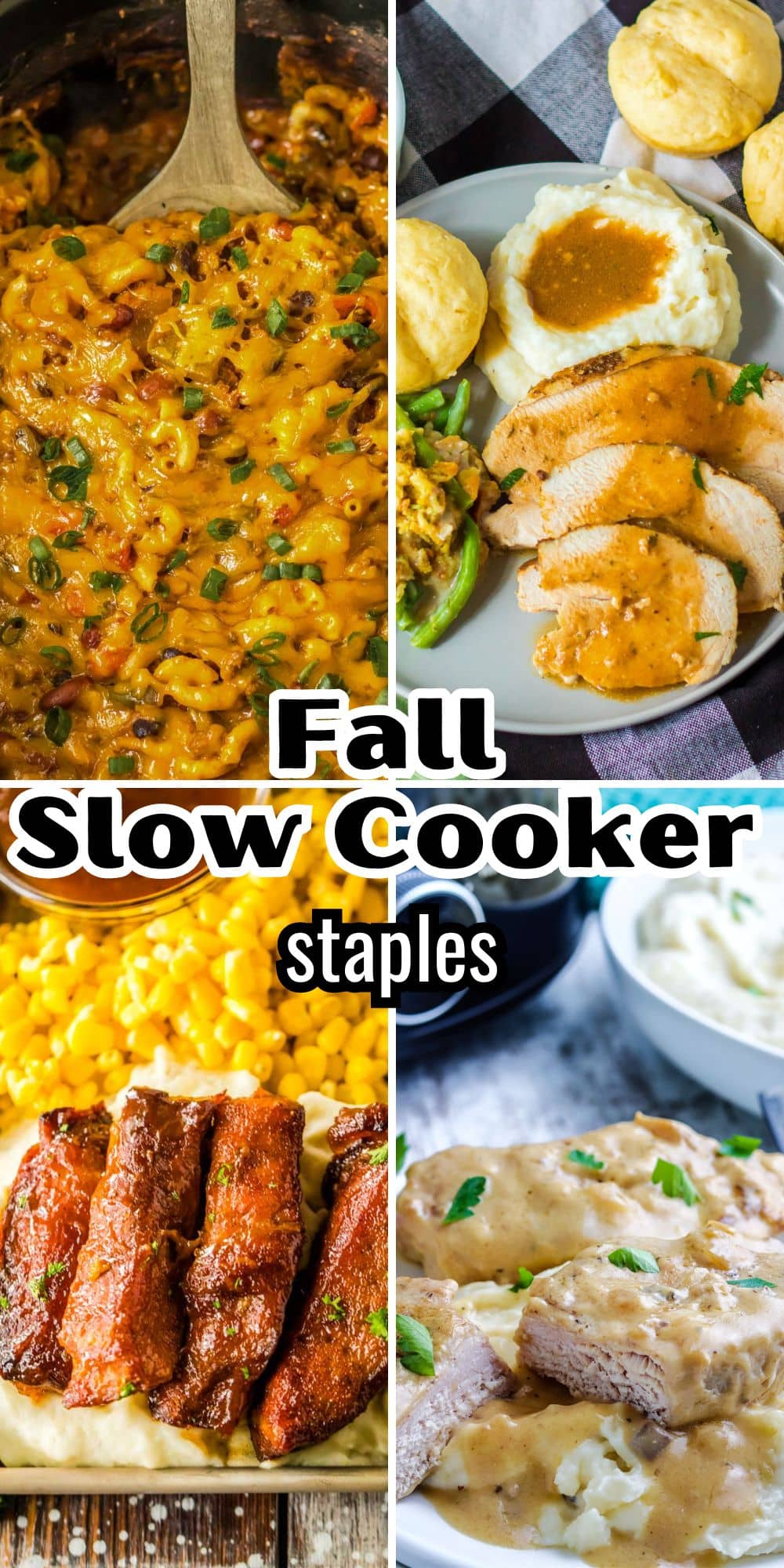 Fall slow cooker pinterest collage.