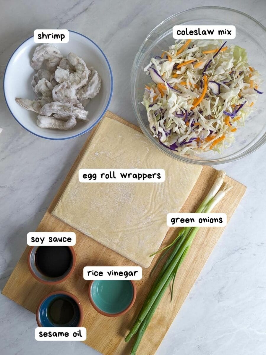 Labeled ingredient photo for shrimp egg rolls.