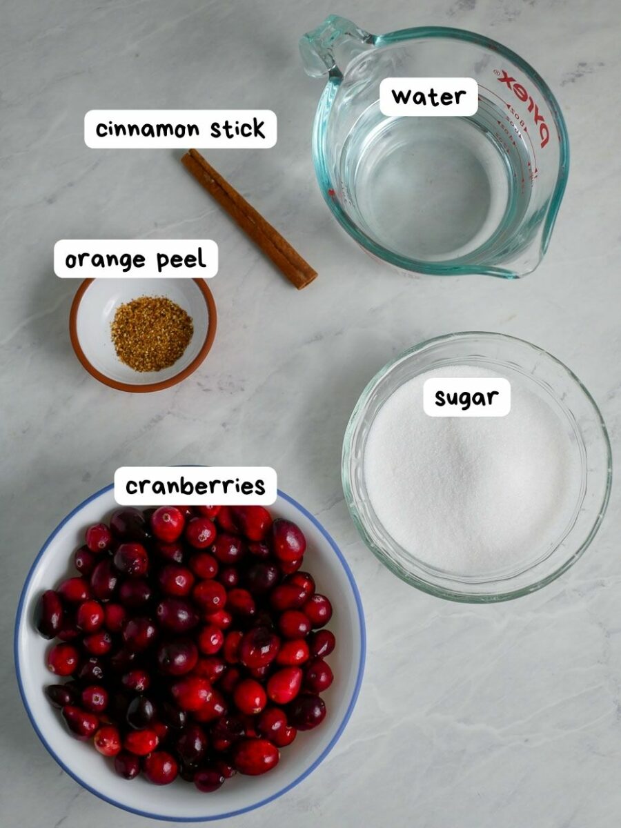 The ingredients for cranberry cranberry pancakes.