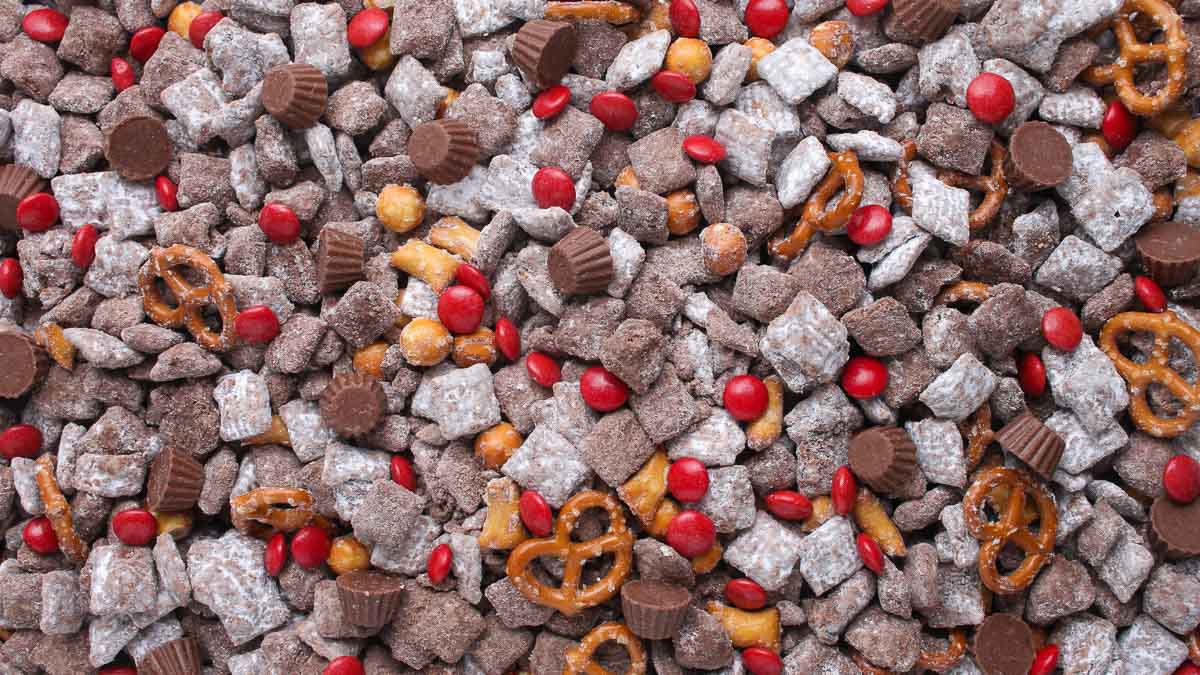 A pile of candy, pretzels and pretzels.