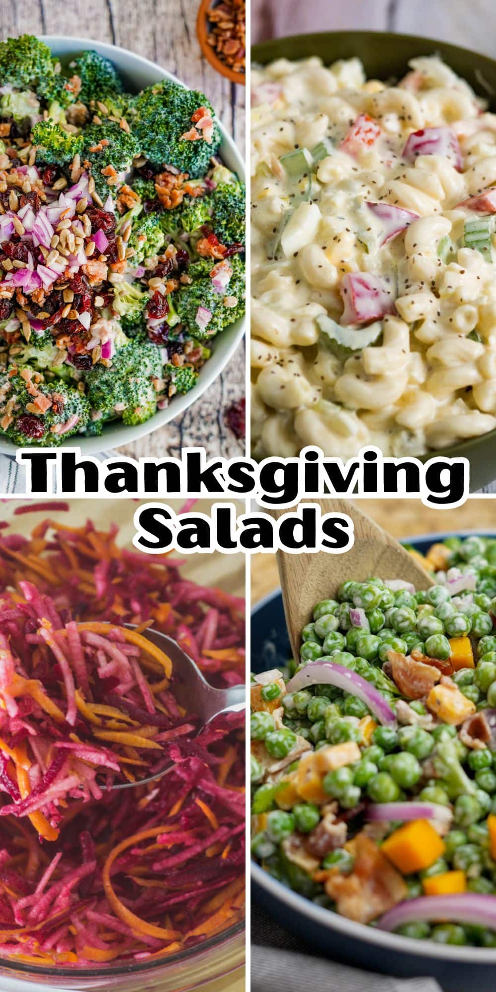 Thanksgiving salads showcased in a vibrant collage of images.