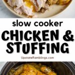 Slow cooker chicken and stuffing.