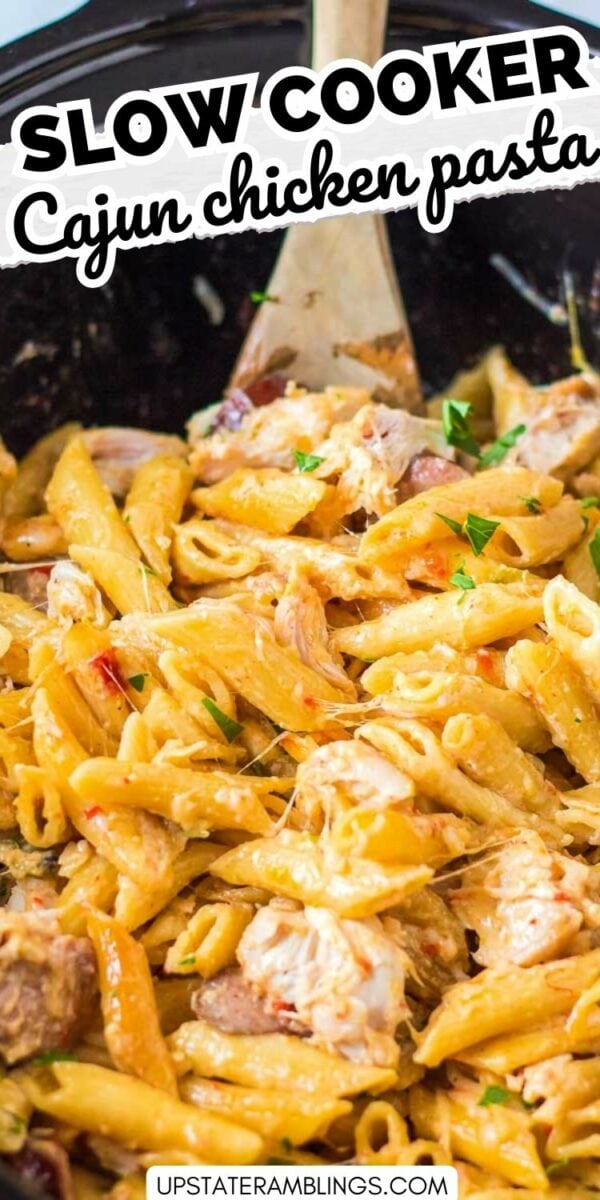 Slow cooker cajun chicken pasta.