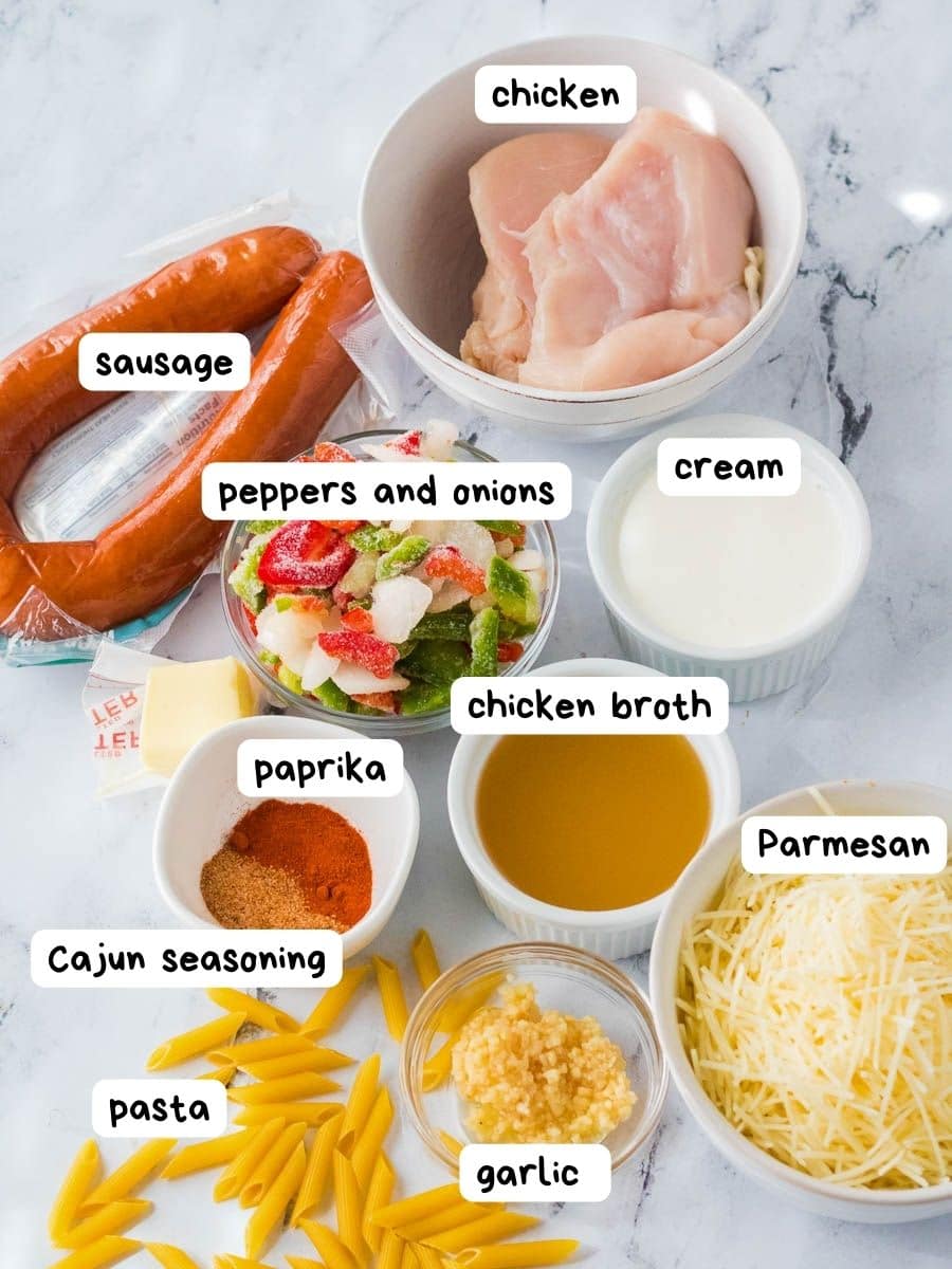 A list of ingredients for a chicken parmigiana.