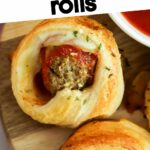 Meatball crescent rolls on a plate.