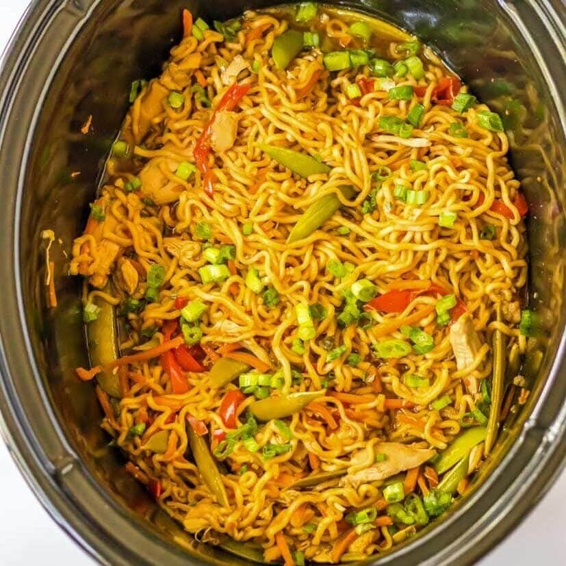 Crock Pot chicken ramen after cooking.