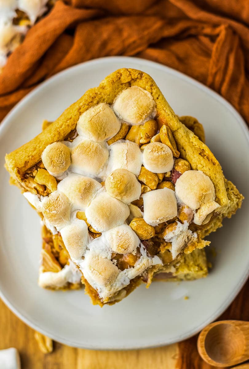 Caramel Cookie Bars on a plate.