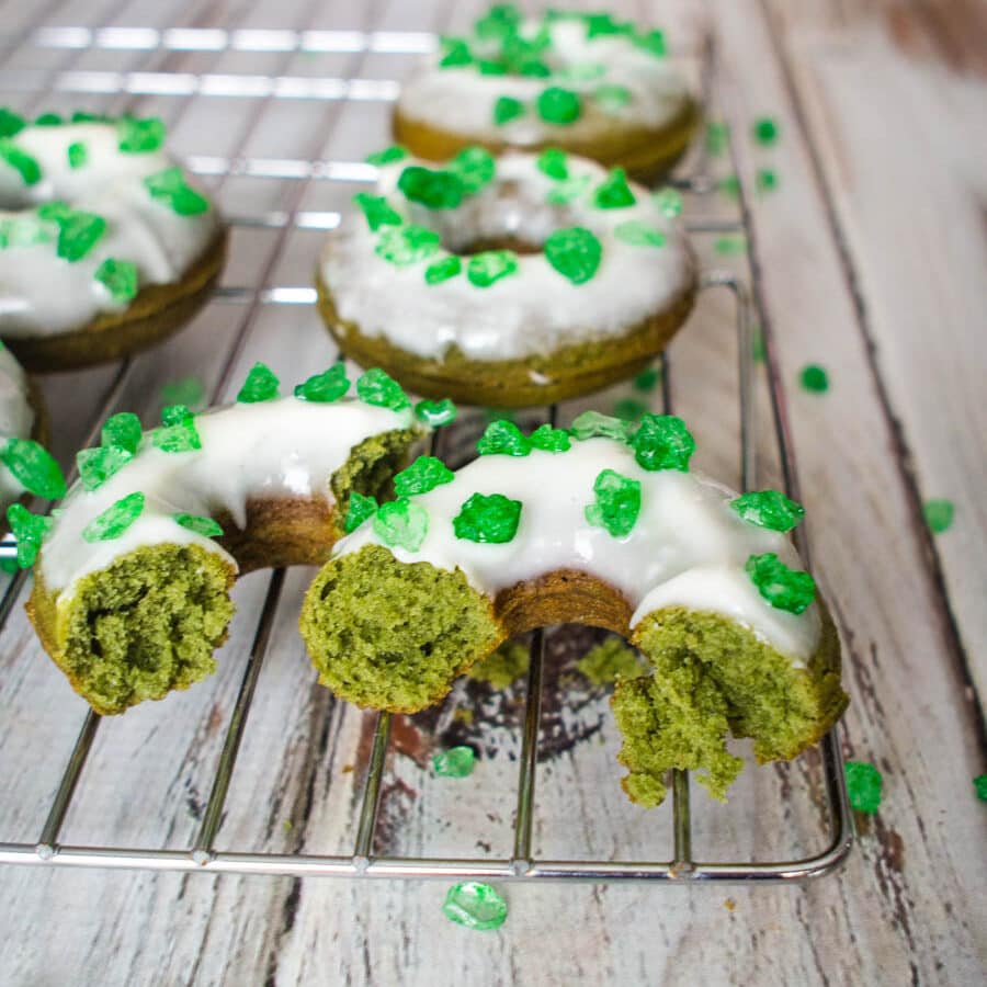 green velvet donuts for St. Patrick's Day